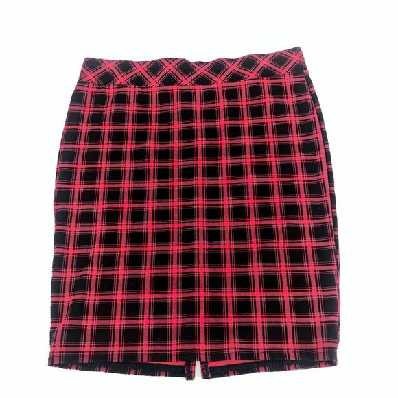 Torrid 00 10 M L black red plaid checkered skirt - Picture 1 of 6